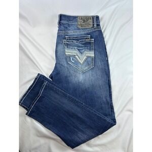 Salvage Buckle Jeans Men's 38R (38-42) Mayhem Straight Regular Fit Thick Stitch